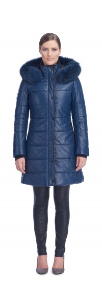 Milly Blue Leather Puffy Coat